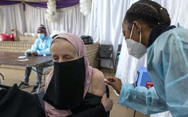 A teacher receiving a vaccination in South Africa last month.
Photo: AP Photo/Themba Hadebe A teacher receiving a vaccination in South Africa last month.
Photo: AP Photo/Themba Hadebe