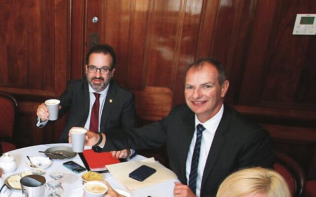 Martin Pakula and David Southwick at a Hadassah lunch in 2015. Martin Pakula and David Southwick at a Hadassah lunch in 2015.