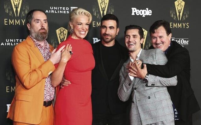 Brett Goldstein (centre) at a Television Academy Reception to honour Emmy nominees. Photo: Matt Winkelmeyer/Getty Images/AFP Brett Goldstein (centre) at a Television Academy Reception to honour Emmy nominees. Photo: Matt Winkelmeyer/Getty Images/AFP