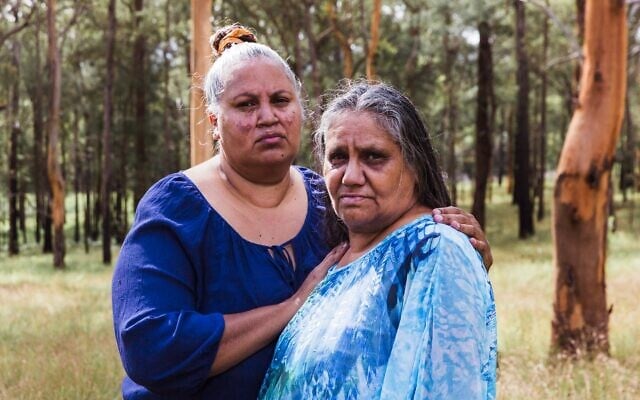 Rebecca Stadhams (right) with her sister Michelle Jarrett in Bowraville. Evelyn was Rebecca’s daughter. Photo: Kate Holmes