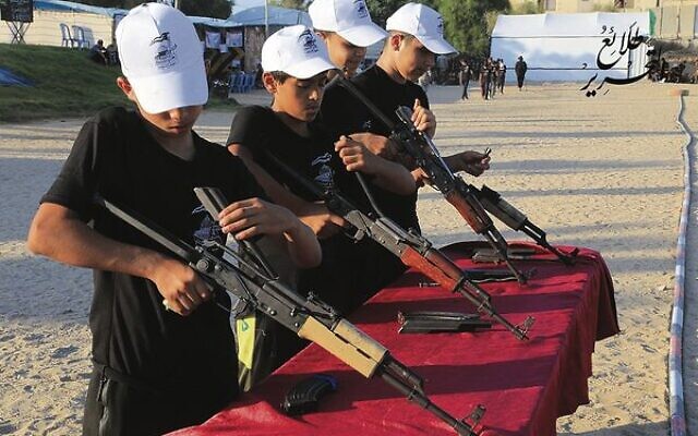 Gaza children trained in the use of weapons at a summer camp earlier this year. Photo: Hamas Gaza children trained in the use of weapons at a summer camp earlier this year. Photo: Hamas