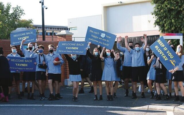 Thrilled to be back: Leibler Yavneh year 11 students. Photo: Peter Haskin Thrilled to be back: Leibler Yavneh year 11 students. Photo: Peter Haskin