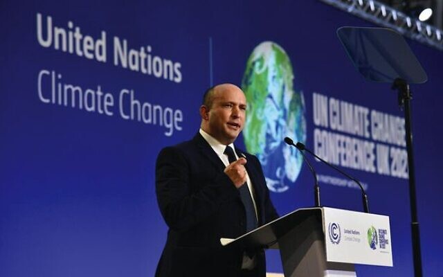 Naftali Bennett addresses the COP26 conference.Photo: Haim Zach, GPO Naftali Bennett addresses the COP26 conference.Photo: Haim Zach, GPO