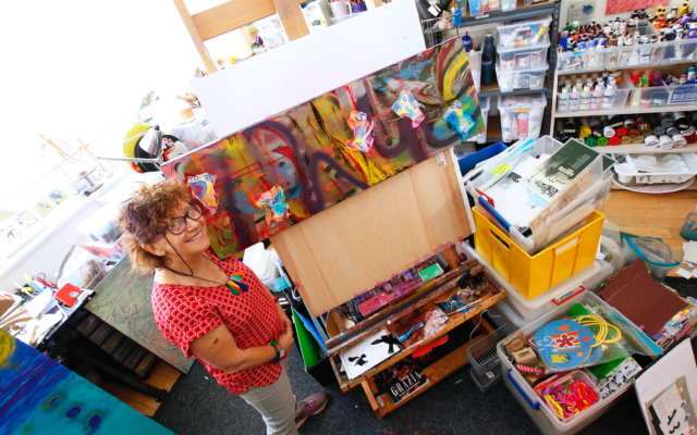 Lee Hirsh in her home studio with her winning artwork. Photo: Peter Haskin Lee Hirsh in her home studio with her winning artwork. Photo: Peter Haskin
