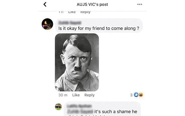 A comment on AUJS Victoria's Facebook post. A comment on AUJS Victoria's Facebook post.
