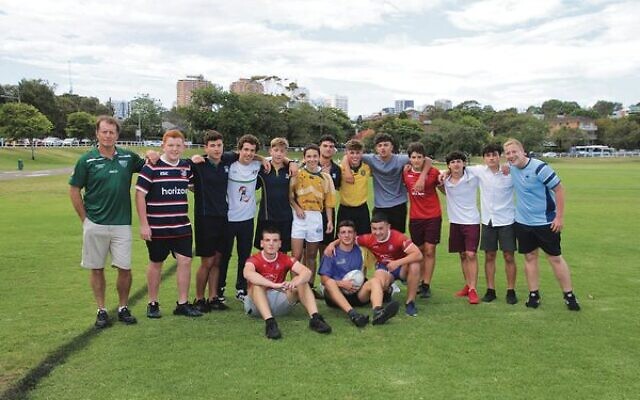 Coach Stu Donaldson (left) with current members of the Australian junior rugby Maccabiah squad. Coach Stu Donaldson (left) with current members of the Australian junior rugby Maccabiah squad.