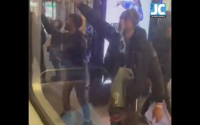 A video posted on December 1 shows young men harassing Jews on a Chabad bus on a London street. Photo: Screenshot/Jewish Chronicle A video posted on December 1 shows young men harassing Jews on a Chabad bus on a London street. Photo: Screenshot/Jewish Chronicle