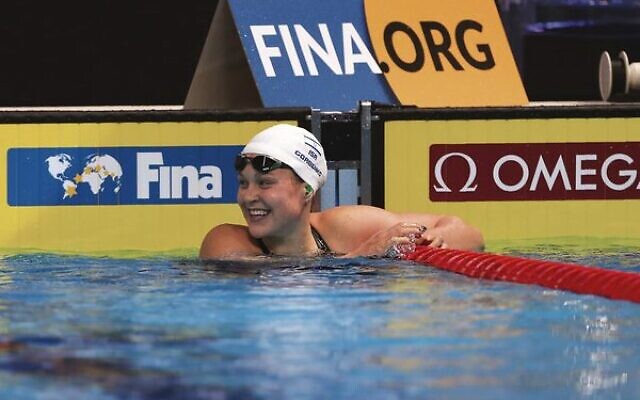 Israel's Anastasia Gorbenko at the 2021 FINA Short Course Swimming World Championships in Abu Dhabi. Photo: AP Photo/Kamran Jebreili Israel's Anastasia Gorbenko at the 2021 FINA Short Course Swimming World Championships in Abu Dhabi. Photo: AP Photo/Kamran Jebreili