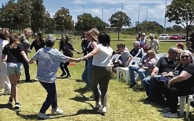 Guests enjoying hora dancing at the bark mitzvah. Guests enjoying hora dancing at the bark mitzvah.