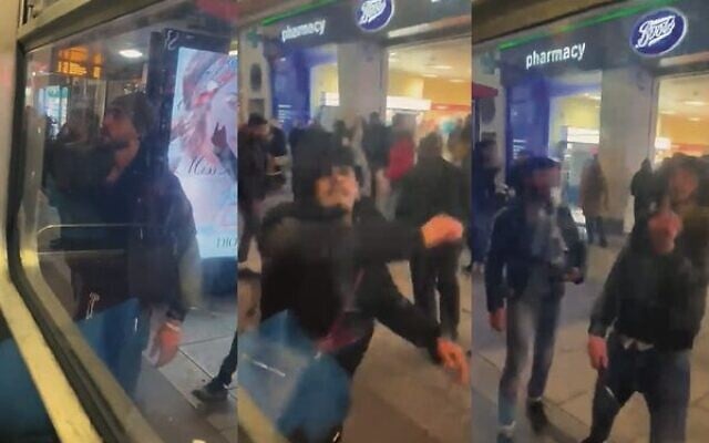 Images of the group attacking the bus in London.Photo: UK JEWISH NEWS Images of the group attacking the bus in London.Photo: UK JEWISH NEWS