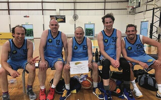 Maccabi Benny's Ball teammates (from left) Josh Marks, Gid Huberman, Daniel Lemish, Justin Goldberg and Gabriel Anger. Maccabi Benny's Ball teammates (from left) Josh Marks, Gid Huberman, Daniel Lemish, Justin Goldberg and Gabriel Anger.