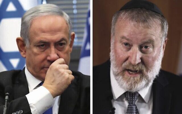 Benjamin Netanyahu (left) and Attorney General Avichai Mandelblit.
Photos: Gali Tibon, Menahem Kahana/AFP Benjamin Netanyahu (left) and Attorney General Avichai Mandelblit.
Photos: Gali Tibon, Menahem Kahana/AFP