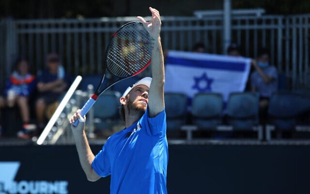 Dudi Sela playing in a 2022 Australian Open qualifying match on court 12 at Melbourne Park on January 10. Photo: Peter Haskin Dudi Sela playing in a 2022 Australian Open qualifying match on court 12 at Melbourne Park on January 10. Photo: Peter Haskin
