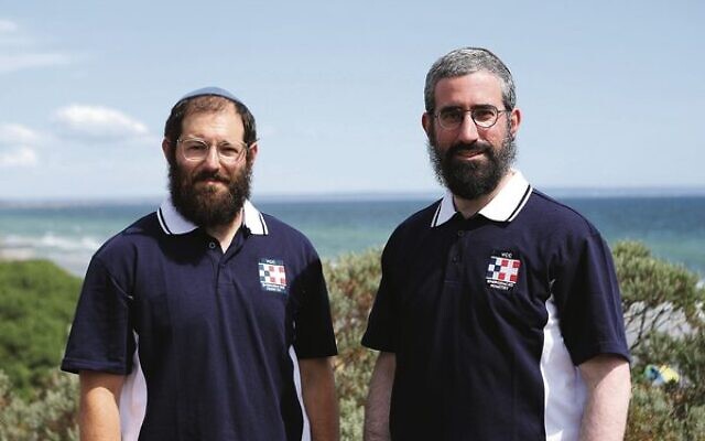 Rabbis Velly Slavin (left) and Yaakov Glasman in their VCCEM shirts. Photo: Peter Haskin Rabbis Velly Slavin (left) and Yaakov Glasman in their VCCEM shirts. Photo: Peter Haskin