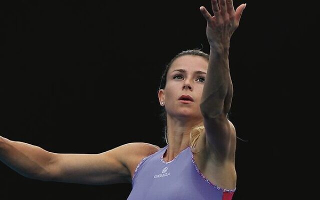 Italian Camila Giorgi about to serve in her first-round match. Italian Camila Giorgi about to serve in her first-round match.