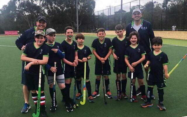 Maccabi Hockey Club juniors sporting their club's new uniforms. Maccabi Hockey Club juniors sporting their club's new uniforms.