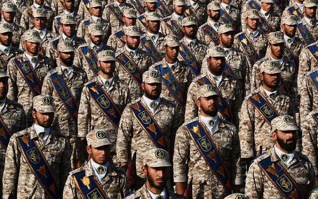 Iran's Revolutionary Guards at a military parade outside Tehran in 2019.
Photo: Iranian Presidency Office via AP Iran's Revolutionary Guards at a military parade outside Tehran in 2019.
Photo: Iranian Presidency Office via AP