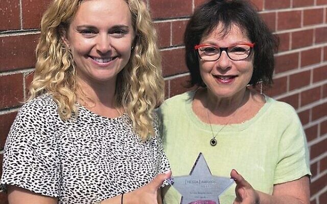 Caring Mums coordinator Robyn Davis and programs manager Michelle Kornberg with their Hesta finalists trophy. Caring Mums coordinator Robyn Davis and programs manager Michelle Kornberg with their Hesta finalists trophy.