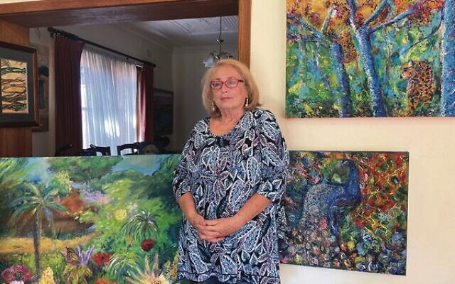 Madeleine with her work. Madeleine with her work.