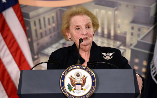 Former Secretary of State Madeleine Albright speaks at a reception celebrating the completion of the U.S. Diplomacy Center Pavilion at the State Department in Washington, Jan. 10, 2017. Albright has died of cancer, her family said Wednesday, March 23, 2022. (AP Photo/Sait Serkan Gurbuz, File) Former Secretary of State Madeleine Albright speaks at a reception celebrating the completion of the U.S. Diplomacy Center Pavilion at the State Department in Washington, Jan. 10, 2017. Albright has died of cancer, her family said Wednesday, March 23, 2022. (AP Photo/Sait Serkan Gurbuz, File)