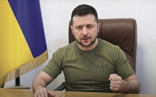 Ukrainian President Volodymyr Zelensky speaks from Kyiv, Ukraine, to Knesset lawmakers on March 20. Photo: YouTube screenshot Ukrainian President Volodymyr Zelensky speaks from Kyiv, Ukraine, to Knesset lawmakers on March 20. Photo: YouTube screenshot
