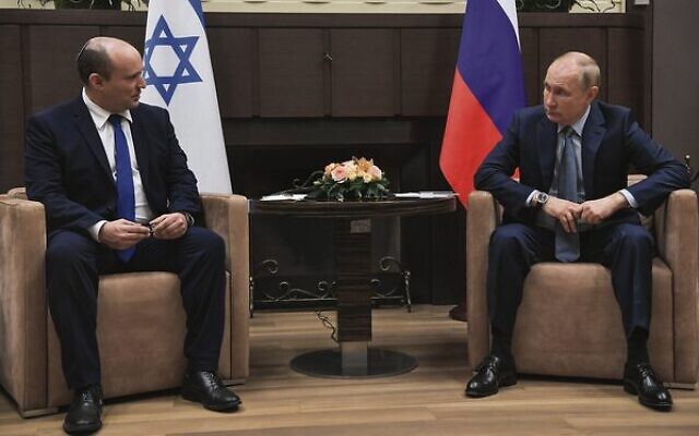 Naftali Bennett meeting Vladimir Putin in Moscow last October.
Photo: Kobi Gideon/GPO Naftali Bennett meeting Vladimir Putin in Moscow last October.
Photo: Kobi Gideon/GPO