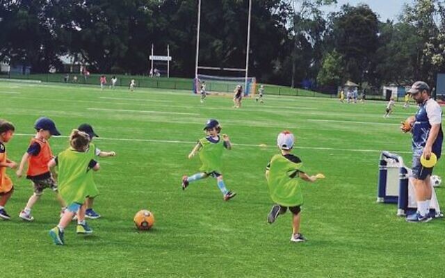 'Maccabi Minis' players, enjoying their first taste of football at a recent training session. 'Maccabi Minis' players, enjoying their first taste of football at a recent training session.
