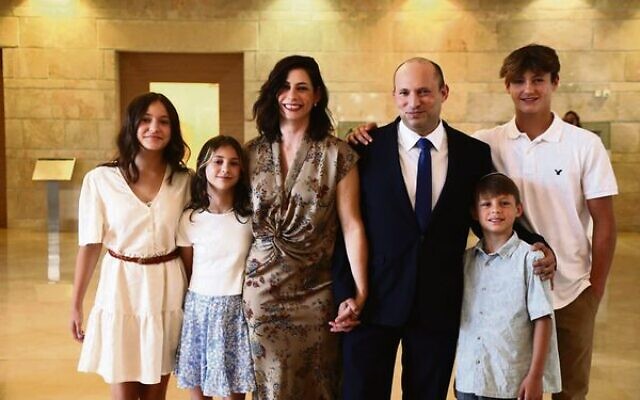 Prime Minister Naftali Bennett with wife Gilat and their four children at the Knesset in 2021. Photo: Instagram Prime Minister Naftali Bennett with wife Gilat and their four children at the Knesset in 2021. Photo: Instagram
