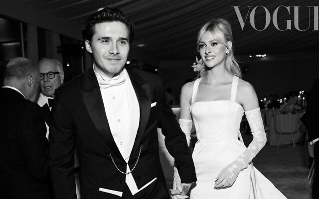Brooklyn Beckham and Nicola Peltz at their wedding over the weekend. Photo: Vogue (Twitter) Brooklyn Beckham and Nicola Peltz at their wedding over the weekend. Photo: Vogue (Twitter)