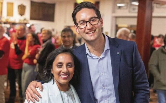 Josh Burns and Michelle Ananda-Rajah on election night. Photo: Facebook Josh Burns and Michelle Ananda-Rajah on election night. Photo: Facebook