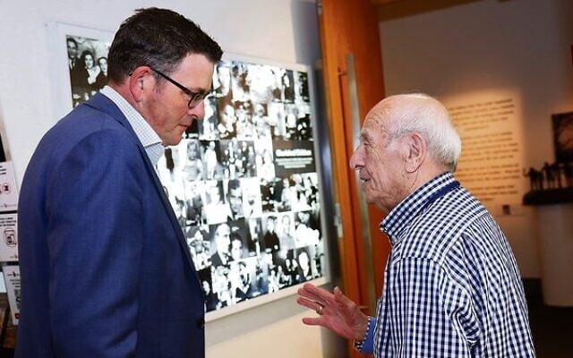 Premier Daniel Andrews meets with Holocaust survivor Szaja Chaskiel at the Jewish Holocaust Centre in 2019. Photo: Peter Haskin Premier Daniel Andrews meets with Holocaust survivor Szaja Chaskiel at the Jewish Holocaust Centre in 2019. Photo: Peter Haskin