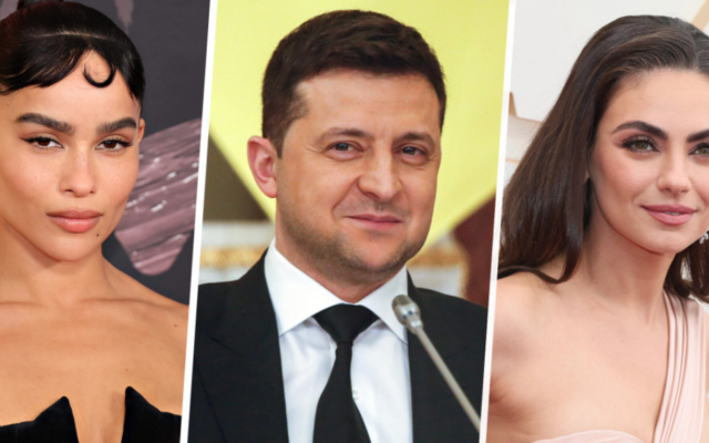 Zoë Kravitz, Volodymyr Zelensky and Mila Kunis. Photo: Cindy Ord/Irina Yakovleva/TASS/David Livingston/Getty Images Zoë Kravitz, Volodymyr Zelensky and Mila Kunis. Photo: Cindy Ord/Irina Yakovleva/TASS/David Livingston/Getty Images