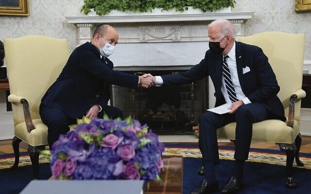 President Joe Biden with Israeli Prime Minister Naftali Bennett at the White House in August 2021. Photo: AP Photo/Evan Vucci President Joe Biden with Israeli Prime Minister Naftali Bennett at the White House in August 2021. Photo: AP Photo/Evan Vucci