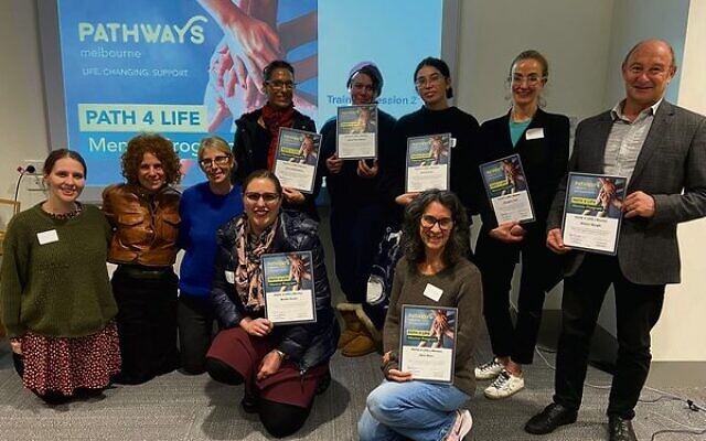 Back (standing) from left: Havi Rubinstein, Dassi Herszberg, Kea Cranko, Meaghan Lust, Walter Borghi. Front from left: Cassandra Barrett (Jewish Care), Leah Boulton (Pathways CEO & founder), Naomi Swart (Pathways vice-president), Nicola Kiven, Sara Starr. Back (standing) from left: Havi Rubinstein, Dassi Herszberg, Kea Cranko, Meaghan Lust, Walter Borghi. Front from left: Cassandra Barrett (Jewish Care), Leah Boulton (Pathways CEO & founder), Naomi Swart (Pathways vice-president), Nicola Kiven, Sara Starr.
