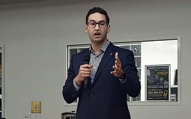 Josh Burns at the Zionism Victoria meeting. Photo: Peter Haskin Josh Burns at the Zionism Victoria meeting. Photo: Peter Haskin