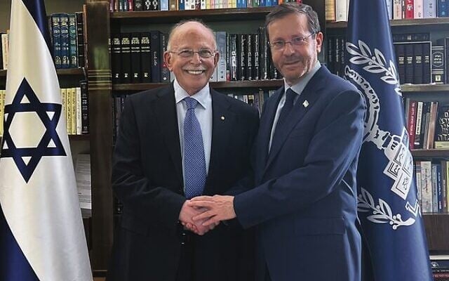 Mark Leibler (left) and Isaac Herzog meeting in Jerusalem. Mark Leibler (left) and Isaac Herzog meeting in Jerusalem.
