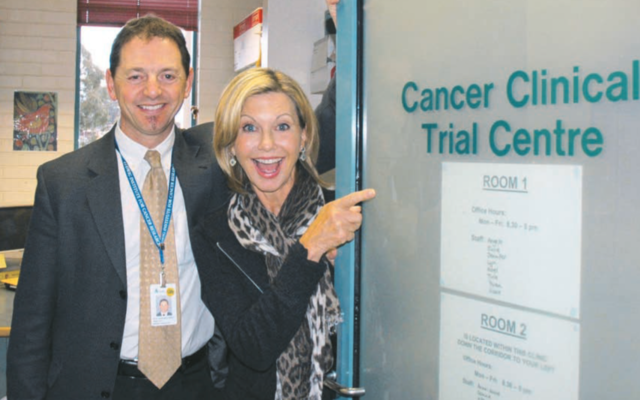 Professor Jonathan Cebon with Olivia Newton-John at the Olivia Newton-John Cancer Centre in Melbourne. Professor Jonathan Cebon with Olivia Newton-John at the Olivia Newton-John Cancer Centre in Melbourne.