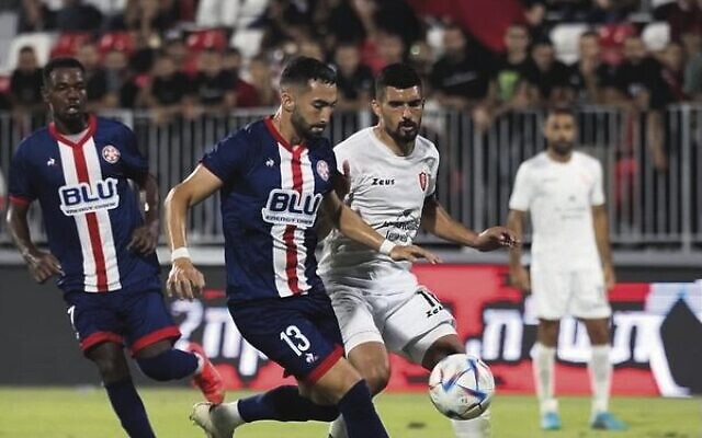 Jordi Swibel scored his first competitive goal for Hapoel Nof Hagalil. Photo: Supplied. Jordi Swibel scored his first competitive goal for Hapoel Nof Hagalil. Photo: Supplied.
