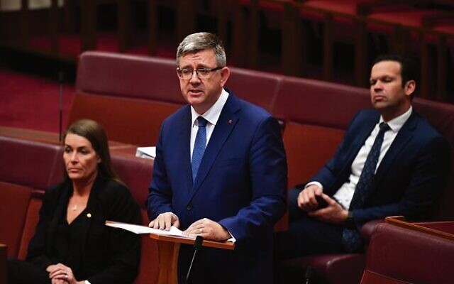 Senator Paul Scarr during his first speech in Parliament in 2019.
Photo: AAP Image/Mick Tsikas Senator Paul Scarr during his first speech in Parliament in 2019.
Photo: AAP Image/Mick Tsikas
