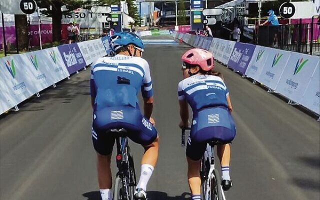 Guy Sagiv (left) and Omer Shapira, training on the 2022 Road Cycling World Championships course in Wollongong, prior to their races. Guy Sagiv (left) and Omer Shapira, training on the 2022 Road Cycling World Championships course in Wollongong, prior to their races.