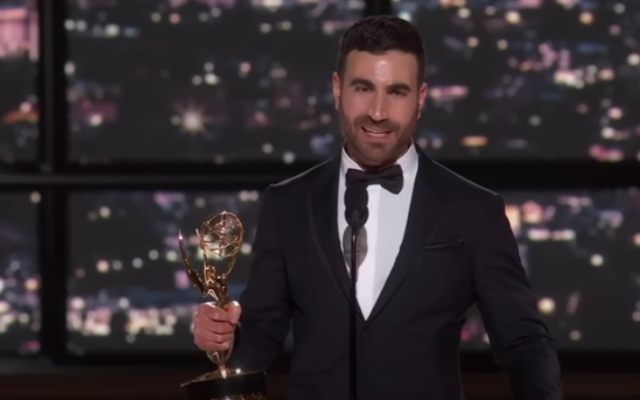 Screenshot of Brett Goldstein accepting his Emmy Screenshot of Brett Goldstein accepting his Emmy