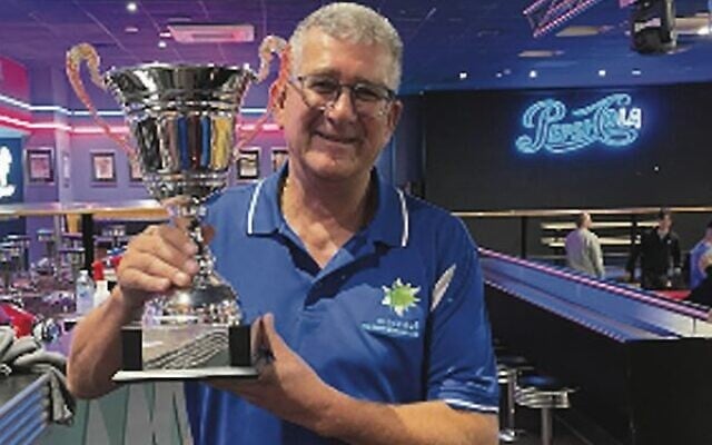 2022 Maccabi NSW Tenpin Bowling Club President's Cup winner Howard Silver with the trophy. 2022 Maccabi NSW Tenpin Bowling Club President's Cup winner Howard Silver with the trophy.