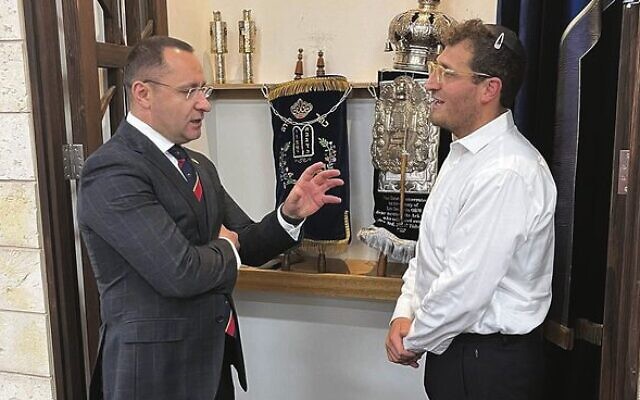 Ukrainian ambassador to Australia Vasyl Myroshnychenko (left) with Rabbi Gabi Kaltmann. Ukrainian ambassador to Australia Vasyl Myroshnychenko (left) with Rabbi Gabi Kaltmann.