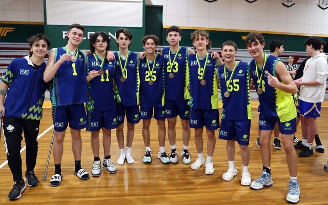 The Maccabi Bucks team after winning the U18 boys' Waverley Basketball Association grand final last Sunday. Photo: Peter Haskin The Maccabi Bucks team after winning the U18 boys' Waverley Basketball Association grand final last Sunday. Photo: Peter Haskin