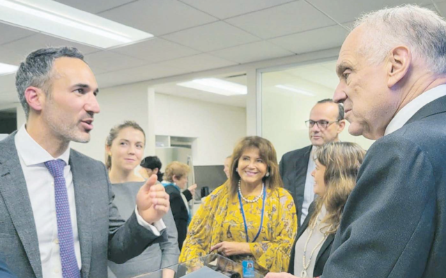 Alex Ryvchin speaks to WJC president Ronald Lauder at a reception for the Spanish Foreign Minister. Alex Ryvchin speaks to WJC president Ronald Lauder at a reception for the Spanish Foreign Minister.