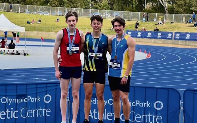 Zach Urbach (right) on the podium at the 2022 NSW All Schools Athletics Championships. Zach Urbach (right) on the podium at the 2022 NSW All Schools Athletics Championships.