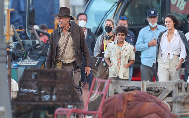 Harrison Ford and Phoebe Waller-Bridge are seen on the set of Indiana Jones in Sicily. Photo: Robino Salvatore/GC Images via Getty Images/JTA Harrison Ford and Phoebe Waller-Bridge are seen on the set of Indiana Jones in Sicily. Photo: Robino Salvatore/GC Images via Getty Images/JTA