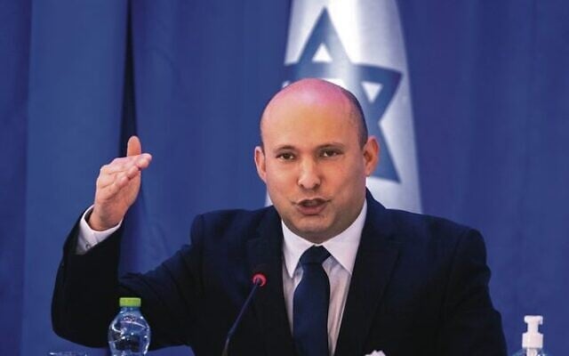 Naftali Bennett leads a cabinet meeting as prime minister in Jerusalem on September 12, 2021.
Photo: Olivier Fitoussi/Flash90 Naftali Bennett leads a cabinet meeting as prime minister in Jerusalem on September 12, 2021.
Photo: Olivier Fitoussi/Flash90