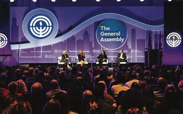 A panel discussion at the JFNA General Assembly in Chicago on October 30, 2022. (Jewish Federations of North America) A panel discussion at the JFNA General Assembly in Chicago on October 30, 2022. (Jewish Federations of North America)