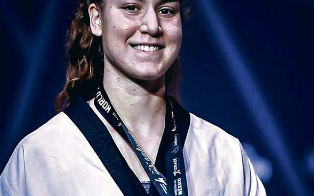 Dana Azran wearing her 2022 Taekwondo World Championships silver medal. Dana Azran wearing her 2022 Taekwondo World Championships silver medal.